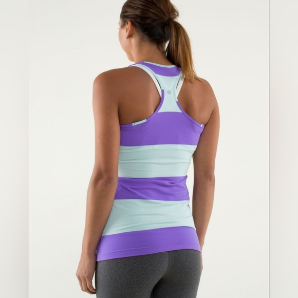 Lululemon Cool Racerback A Bold Stripe Power Purple Size 6-8 - Picture 2 of 6